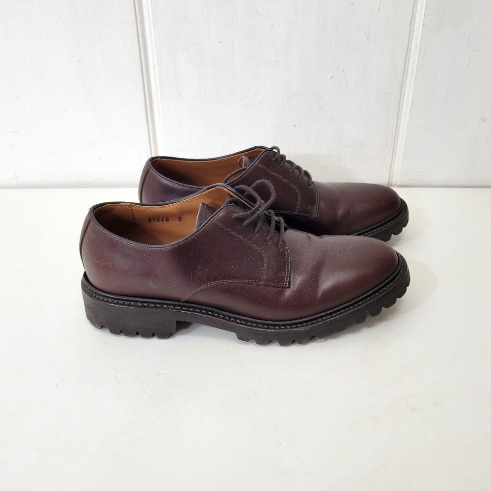 J.Crew Men's Brown Leather Derby Shoes With Vibram Soles Size 9 - Picture 2 of 10